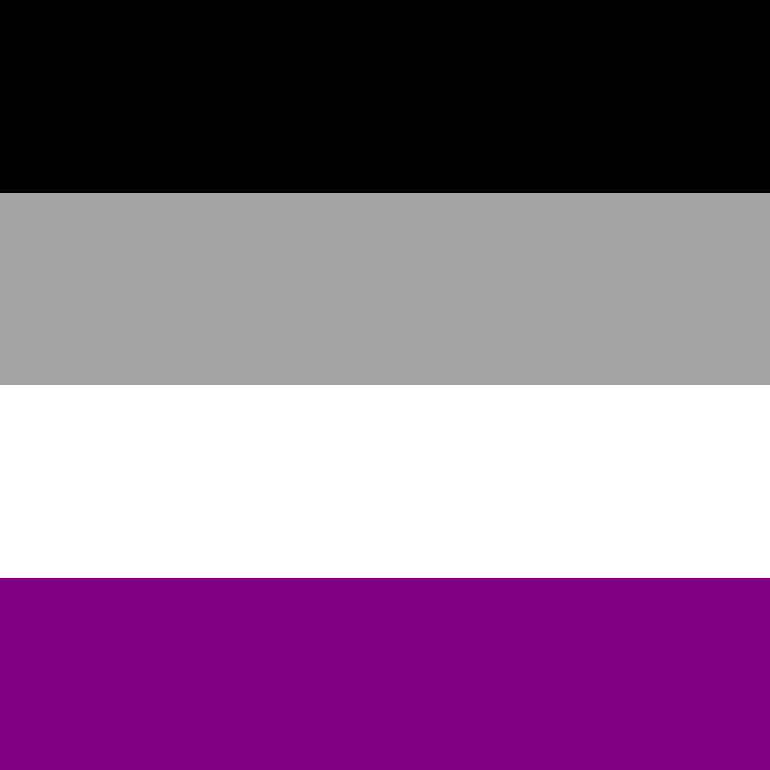 Asexual flag (black, grey, white, purple)